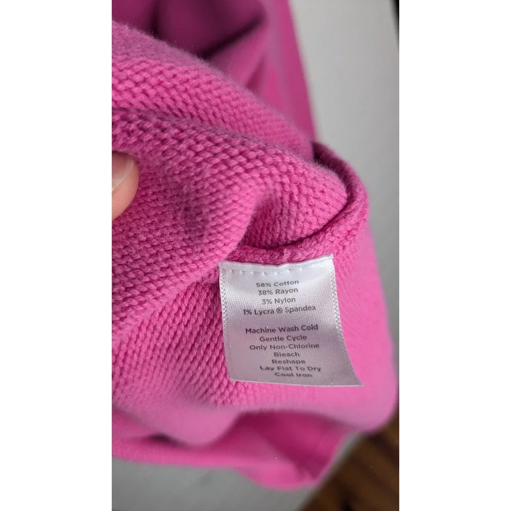Talbots Womens Sweater Small Boat Neck 3/4 Sleeves Cotton Blend Bright Pink Knit - Picture 4 of 8